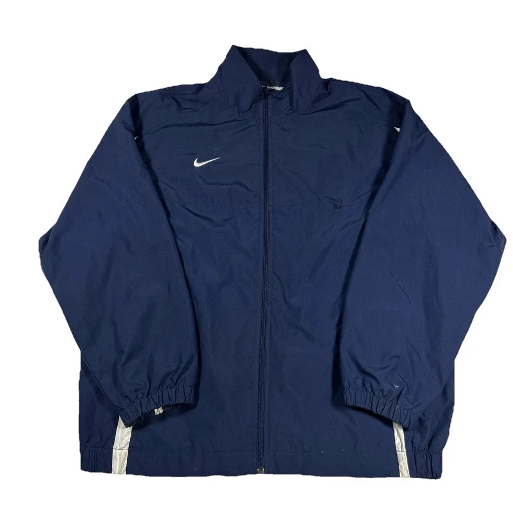 Vintage Nike Team Jacket Mens Large‎ Blue Windbreaker Swoosh Full Zip Up Y2K